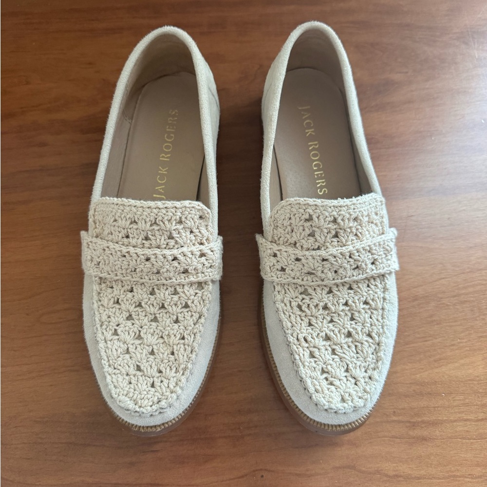Jack Rogers Women's Crochet Cream Loafers - Picture 3 of 9